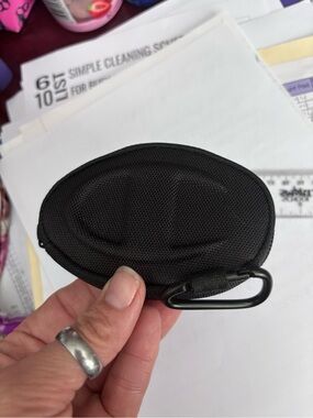 Champion Compact Black Earbud/Accessory Case with Carabiner
